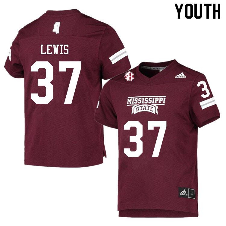 Youth #37 John Lewis Mississippi State Bulldogs College Football Jerseys Sale-Maroon